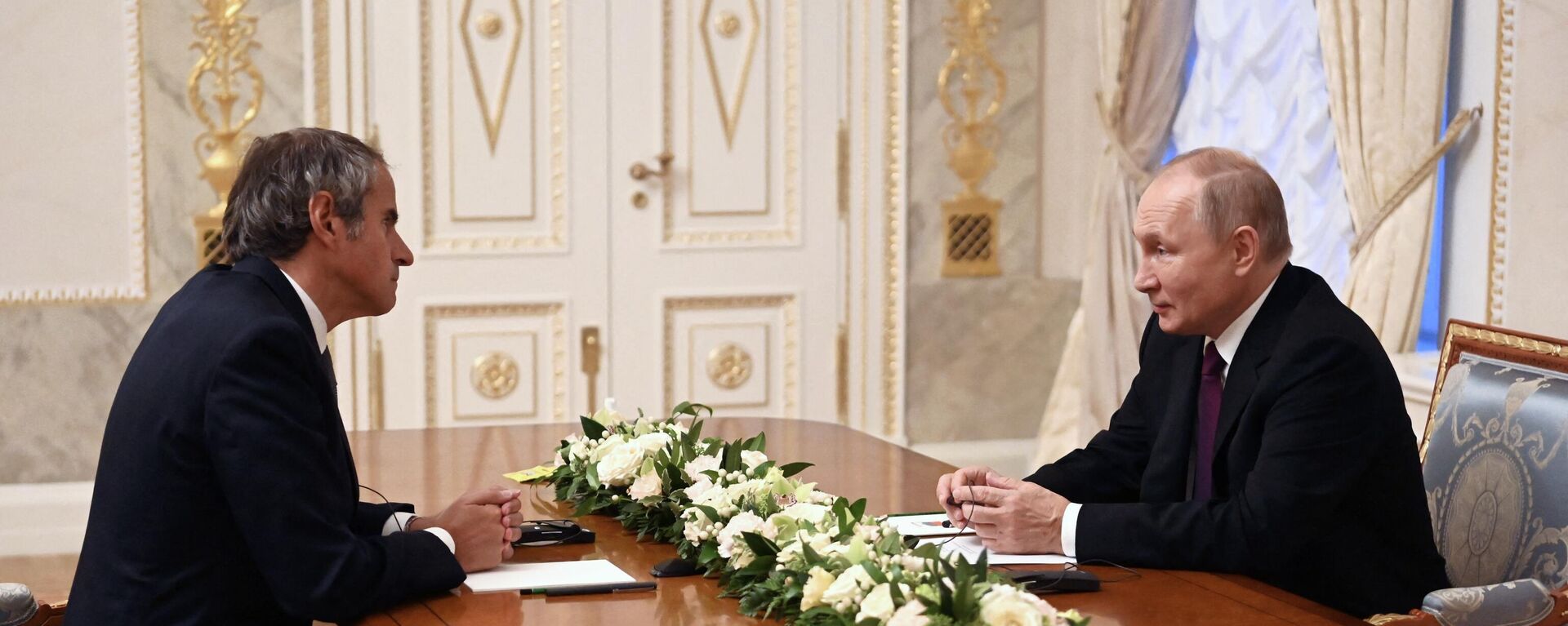 El presidente de Rusia, Vladímir Putin, durante un encuentro con el jefe del OIEA, Rafael Grossi, el 11 de octubre de 2022 - Sputnik Mundo, 1920, 26.10.2022