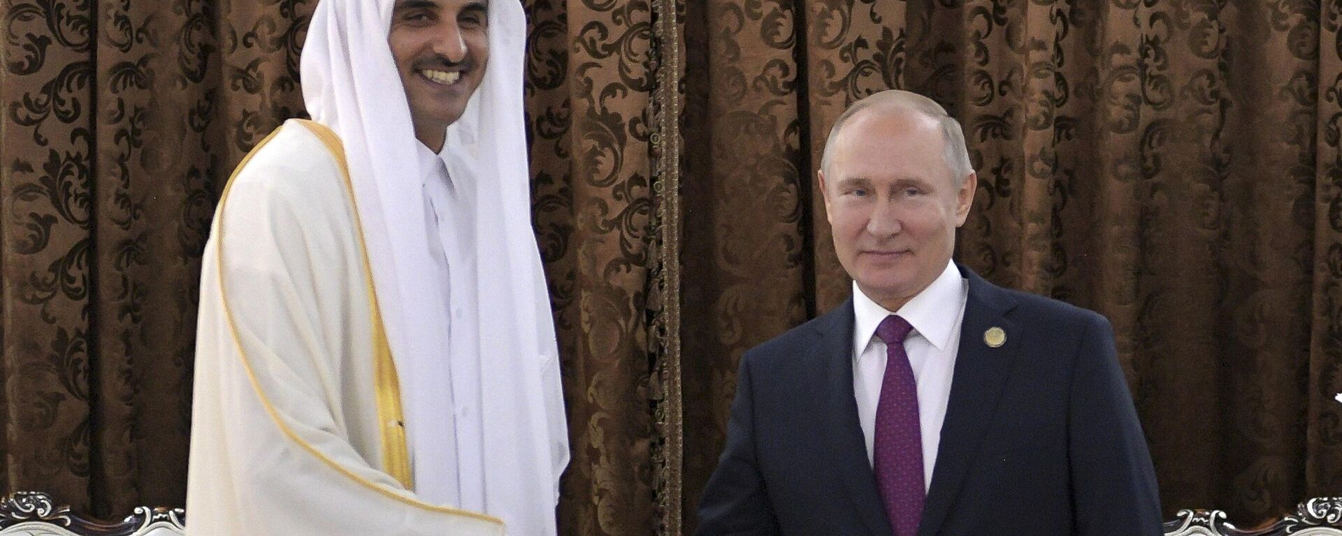 El emir de Catar, Tamim bin Hamad Al Thani, y el presidente de Rusia, Vladímir Putin - Sputnik Mundo, 1920, 14.06.2023