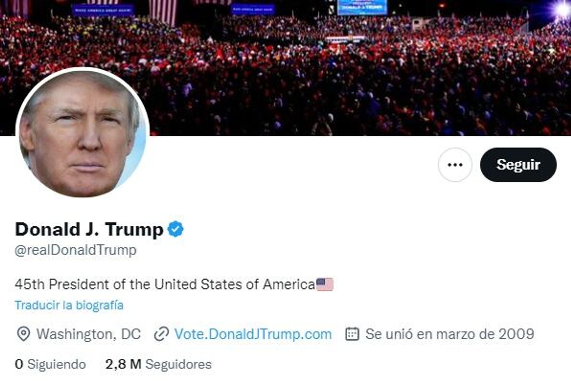 La cuenta restablecida de Donald Trump en Twitter, el 19 de noviembre de 2022 - Sputnik Mundo, 1920, 20.11.2022