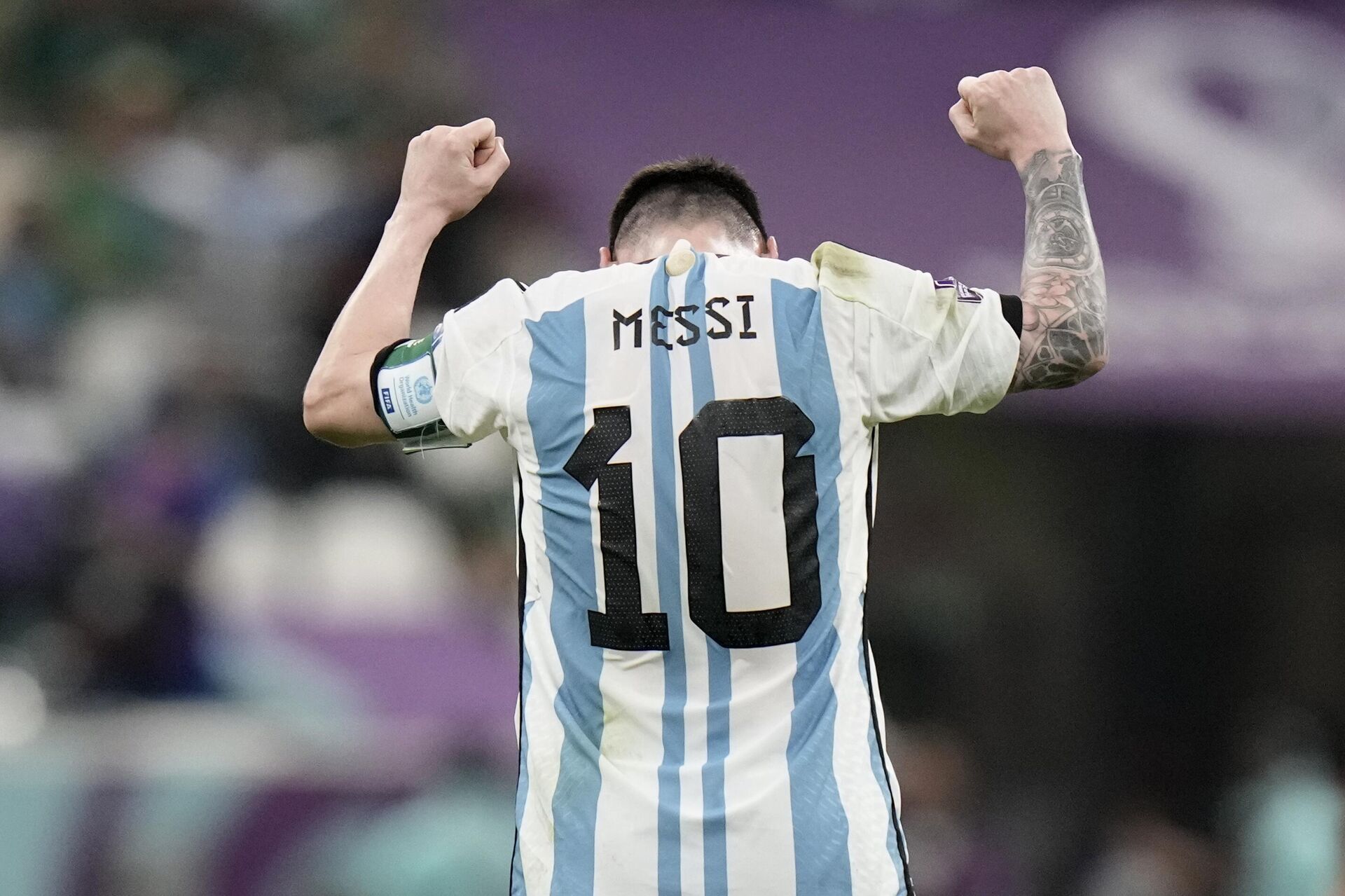 Lionel Messi reacciona al pitido final del partido de fútbol del entre Argentina y México, 26 de noviembre de 2022 - Sputnik Mundo, 1920, 26.12.2022