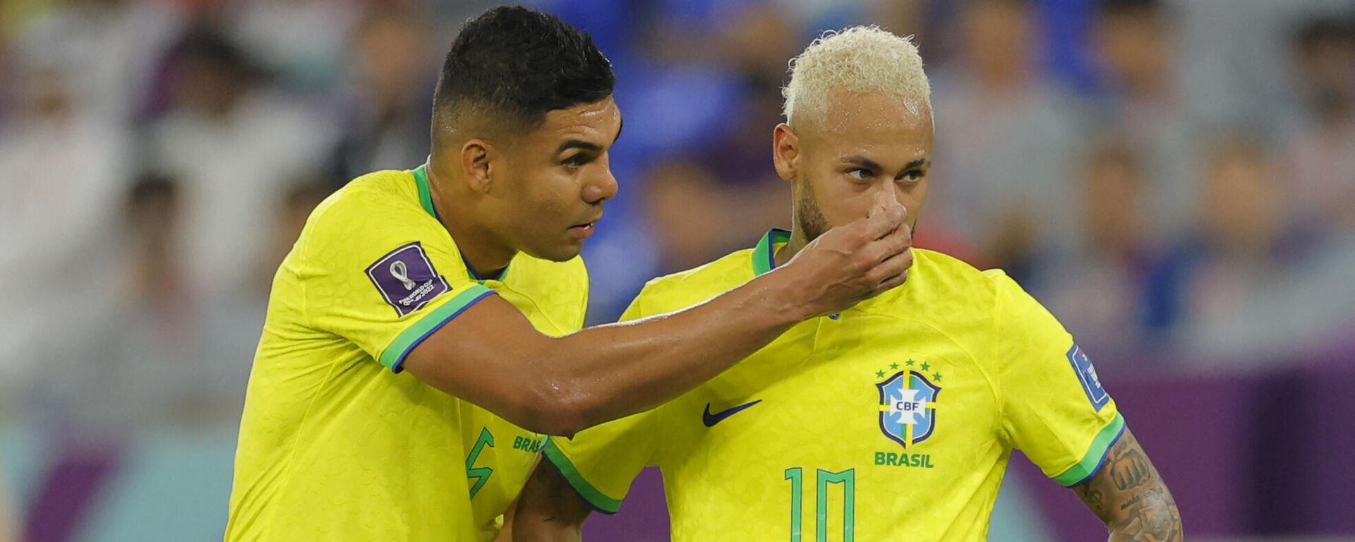Casemiro y Neymar en el partido de Brasil ante Corea del Sur en Catar 2022 - Sputnik Mundo, 1920, 06.12.2022