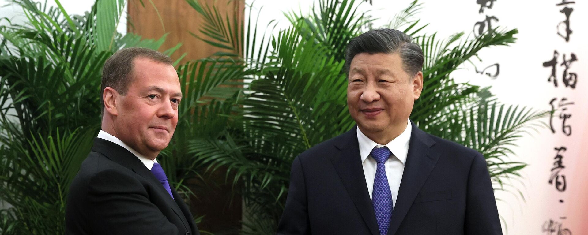 El expresidente de Rusia y vicepresidente del Consejo de Seguridad ruso, Dmitri Medvédev, y el presidente de China, Xi Jinping - Sputnik Mundo, 1920, 21.12.2022