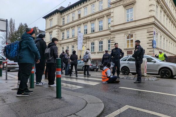 Activistas ecológicos se pegan al asfalto en Viena para crear zonas peatonales - Sputnik Mundo