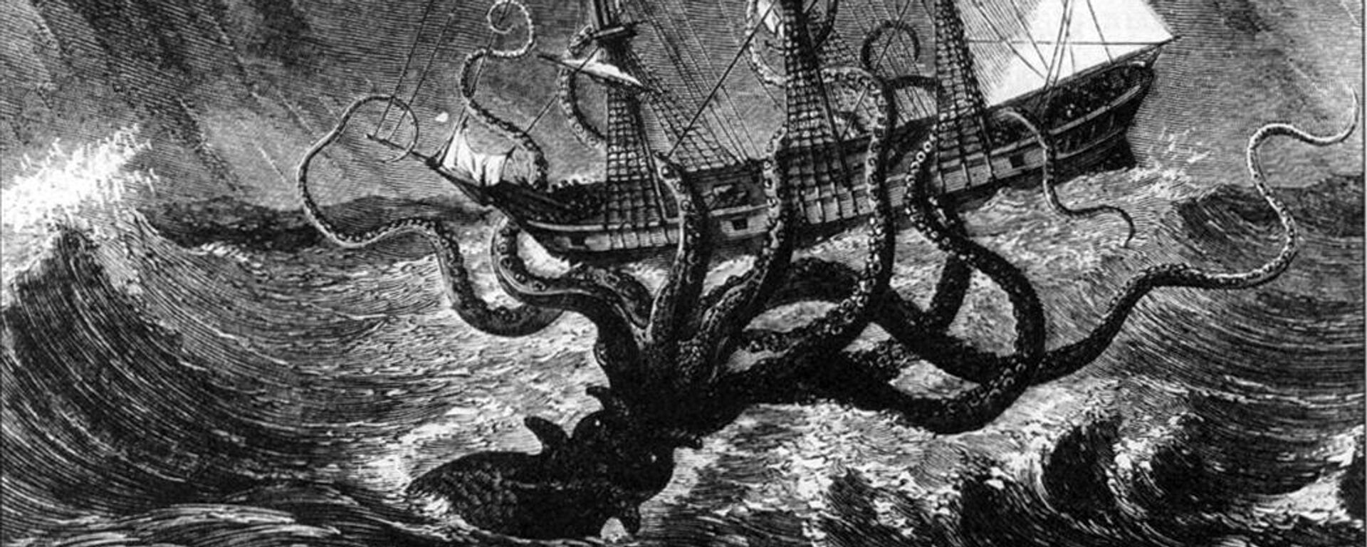 El monstruo marino Kraken en acción contra un barco. - Sputnik Mundo, 1920, 15.01.2023