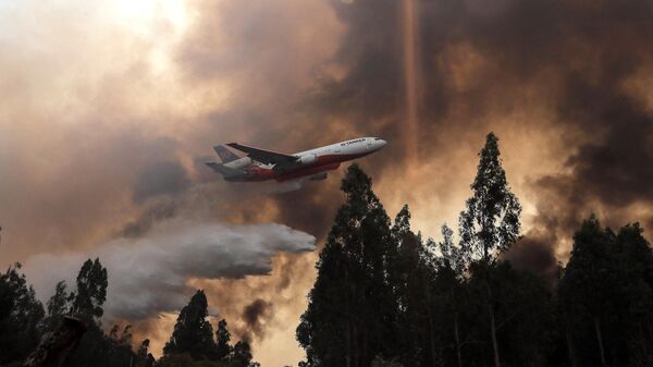 Un DC-10 Air Tanker durante los incendios forestales en Chile, el 10 de febrero del 2023 - Sputnik Mundo