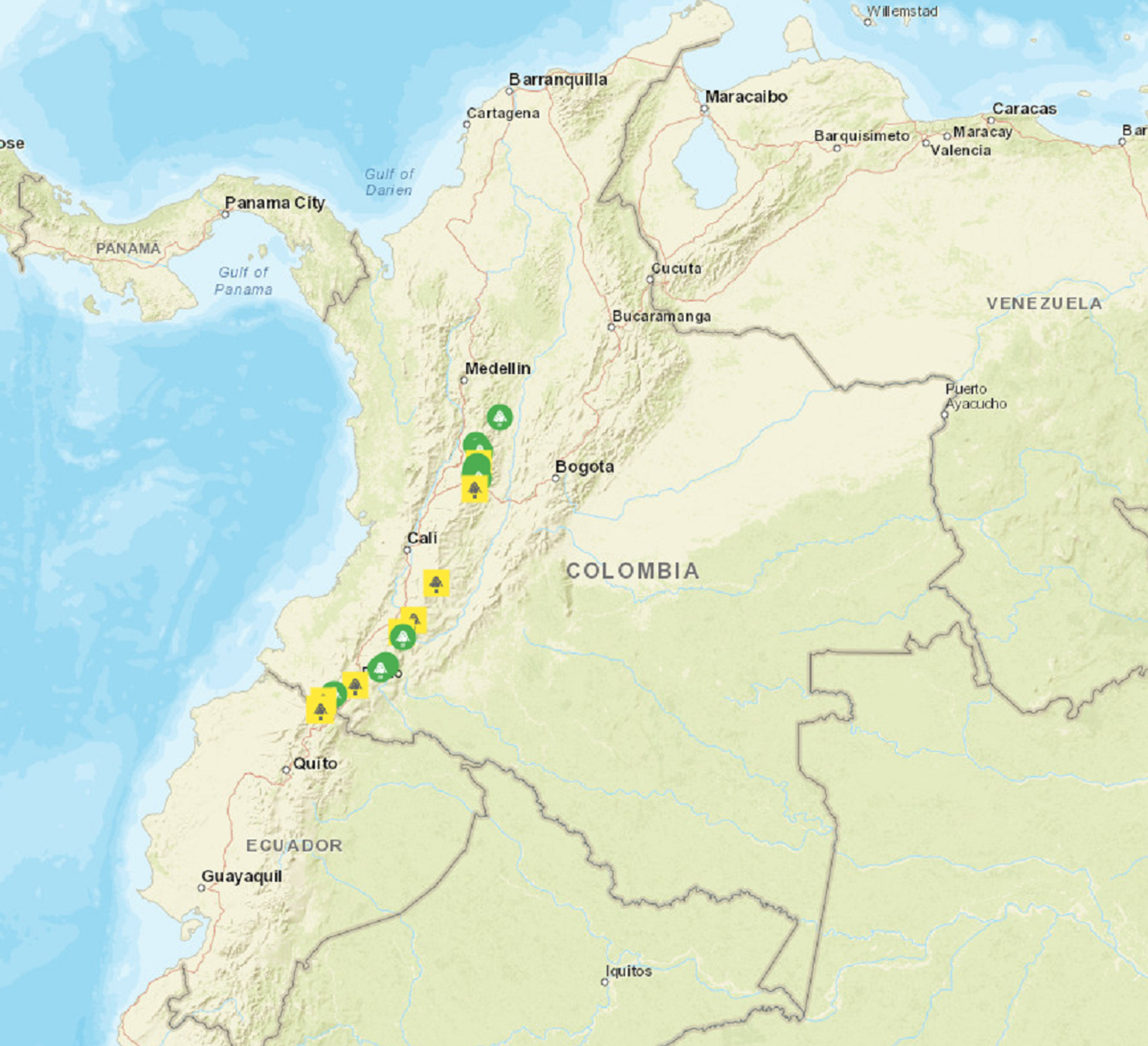 Mapa de volcanes activos en Colombia - Sputnik Mundo, 1920, 20.02.2023