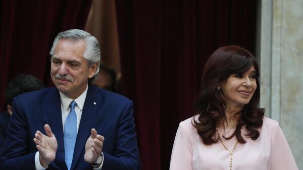 Alberto Fernández y Cristina Fernández de Kirchner, en el discurso por la apertura del 141º período de sesiones ordinarias del Congreso - Sputnik Mundo
