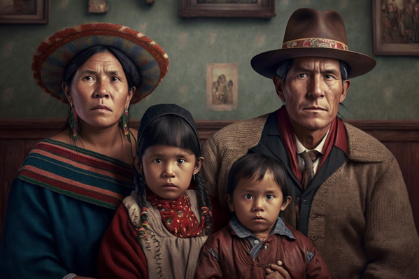 Una familia boliviana dibujada por la red neuronal. - Sputnik Mundo