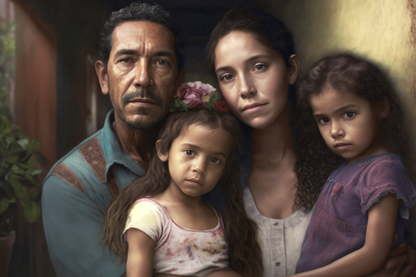 Una familia hondureña dibujada por la red neuronal. - Sputnik Mundo
