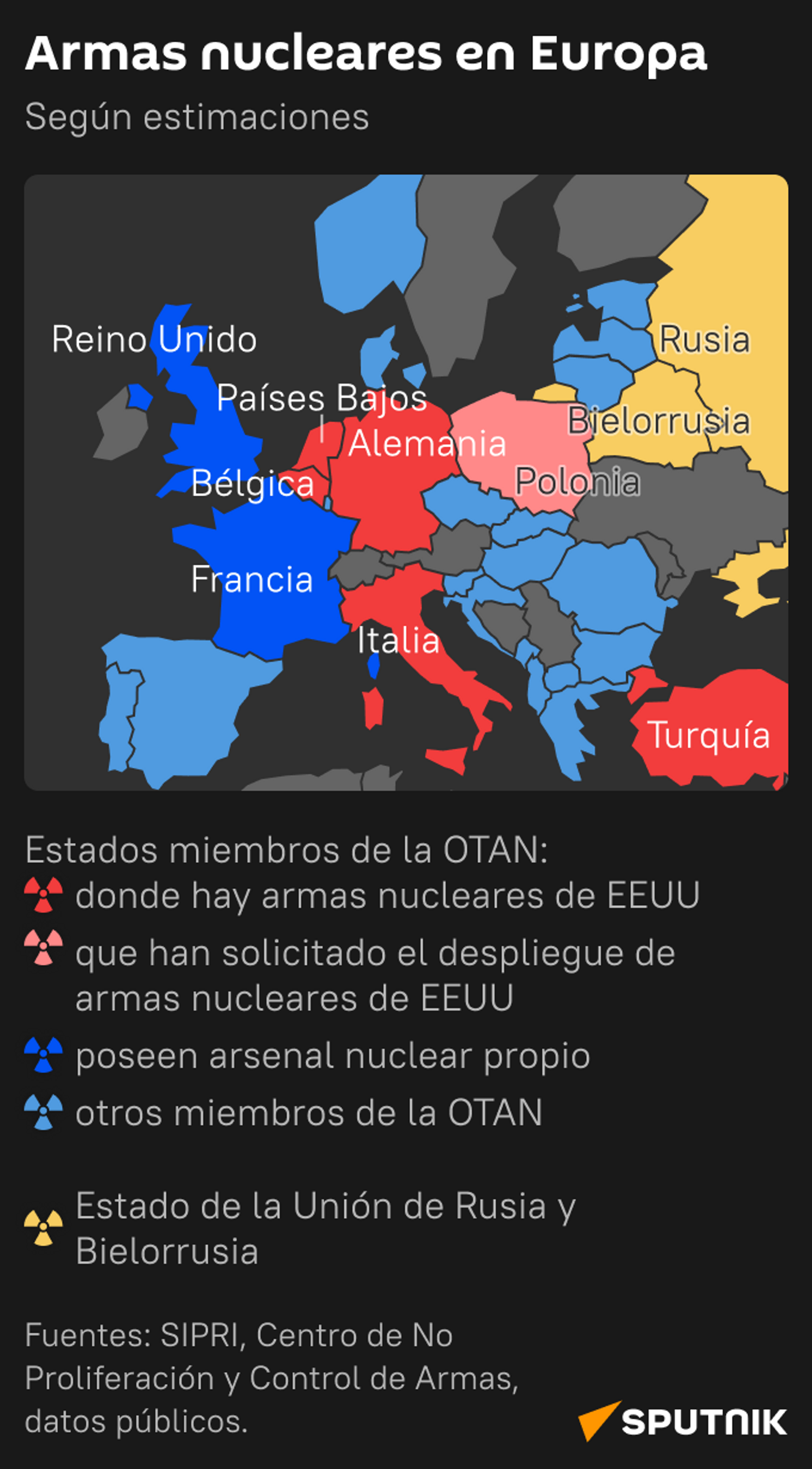 El mapa de las armas nucleares en Europa - Sputnik Mundo, 1920, 30.05.2023