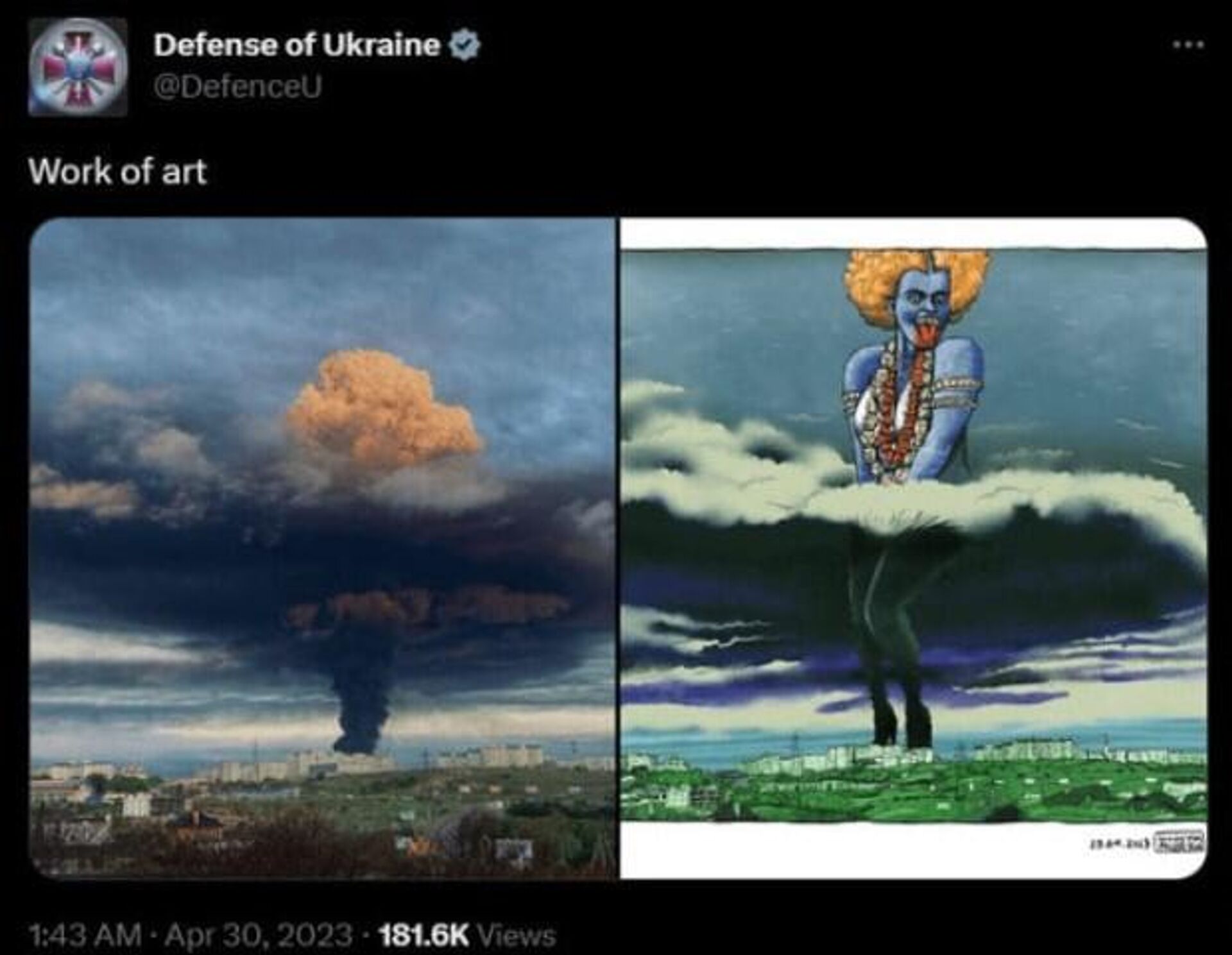 El Ministerio de Defensa ucraniano retiró un tuit en el que aparecía una imagen de la diosa hindú Kali  - Sputnik Mundo, 1920, 01.05.2023
