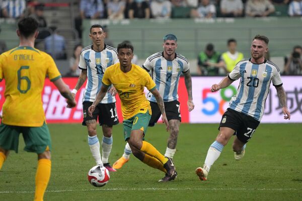 El amistoso entre Argentina y Australia terminó con victoria por 2-0 para los los actuales campeones del mundo. - Sputnik Mundo