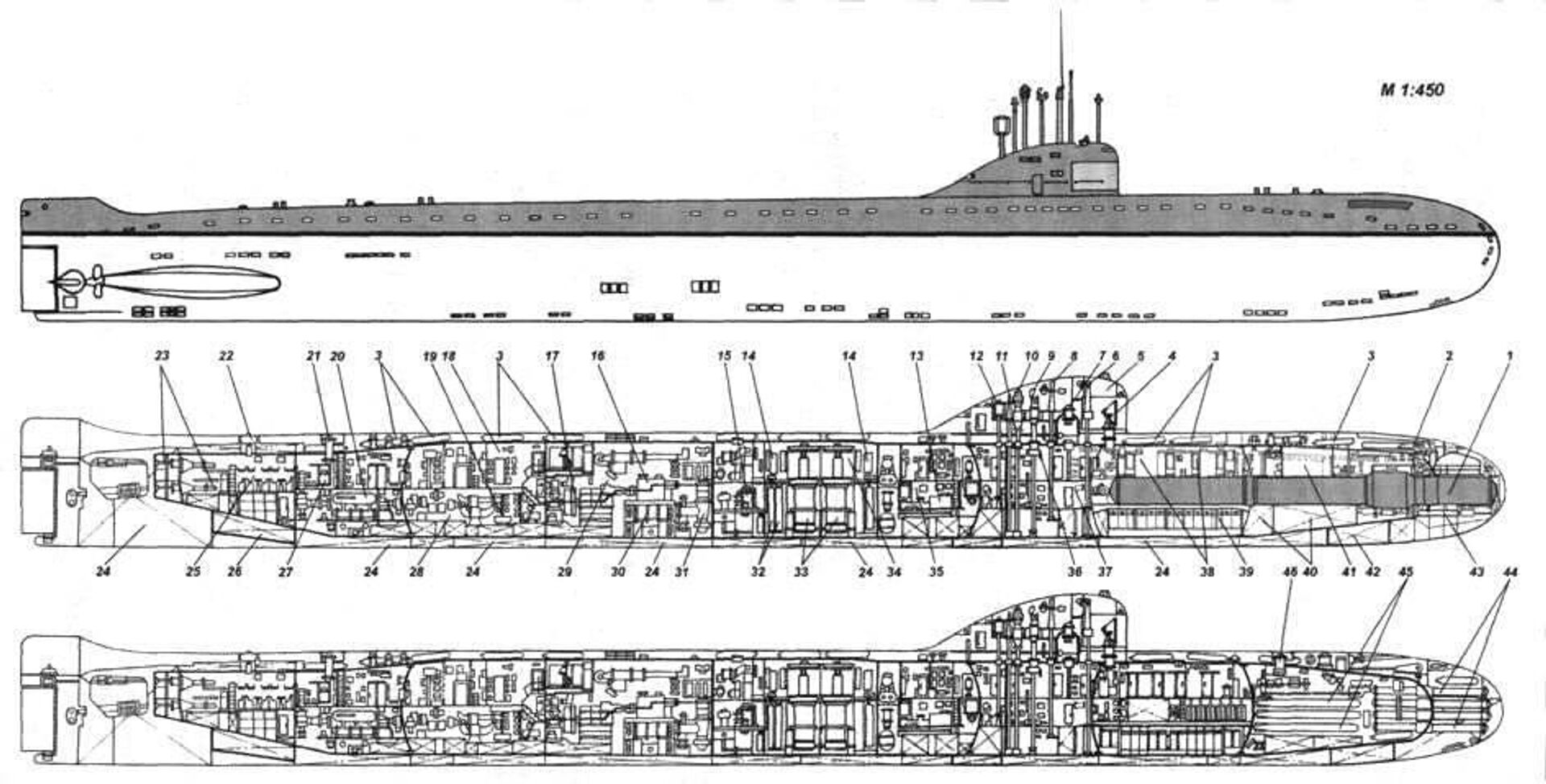 Sección transversal de un submarino nuclear del proyecto 627 - Sputnik Mundo, 1920, 25.06.2023