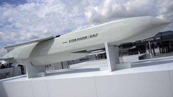 Misil de crucero Storm Shadow durante el Salón Aeronáutico de París en Le Bourget, Francia, el 19 de junio de 2023 - Sputnik Mundo