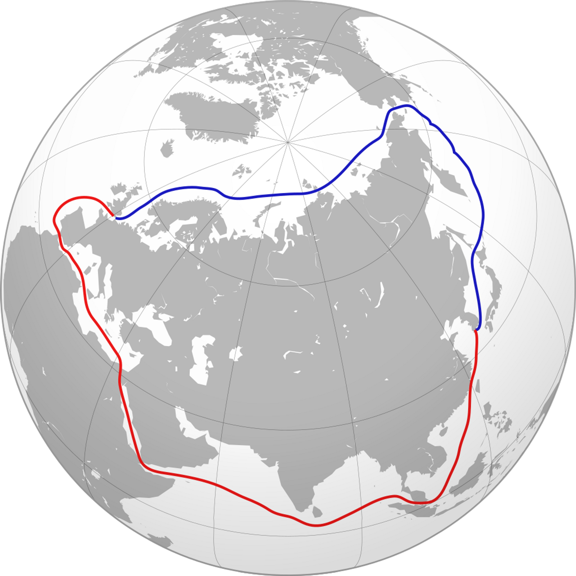 Rutas Marítimas del Norte (azul) y del Sur (rojo) - Sputnik Mundo, 1920, 19.08.2023