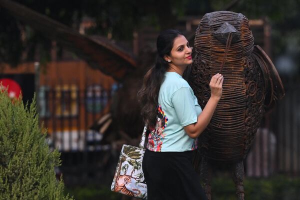 Una escultura de la urraca, el ave nacional de Corea del Sur, en el parque de Nueva Delhi. - Sputnik Mundo