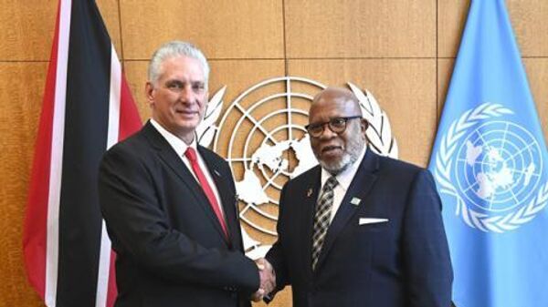 El presidente de Cuba, Miguel Díaz-Canel Bermúdez, se reunió este lunes con Dennis Francis, presidente del 78vo. período ordinario de sesiones de la Asamblea General de las Naciones Unidas. - Sputnik Mundo