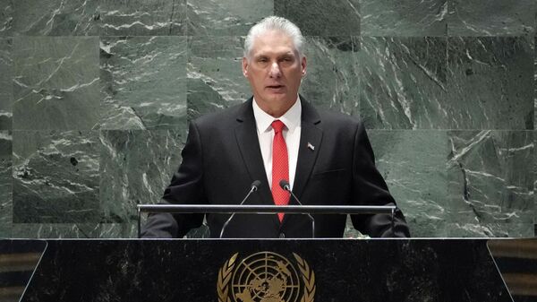  Miguel Díaz-Canel, presidente cubano, participa en la Asamblea General de la ONU - Sputnik Mundo