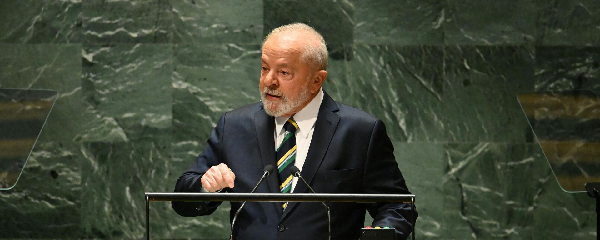 Luiz Inácio Lula da Silva, el presidente brasileño, pronuncia un discurso ante la 78ª Asamblea General de las Naciones Unidas en la sede de la ONU en Nueva York el 19 de septiembre de 2023 - Sputnik Mundo, 1920, 19.09.2023