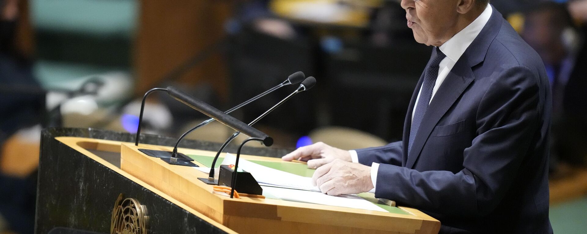 El canciller ruso Serguéi Lavrov en su intervención ante la Asamblea General de la ONU. - Sputnik Mundo, 1920, 24.09.2023