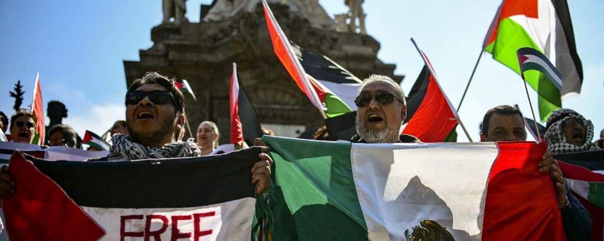 Miembros de la comunidad palestina y simpatizantes participan en una protesta en apoyo a Palestina en la Ciudad de México, el 14 de mayo de 2018.  - Sputnik Mundo, 1920, 12.10.2023