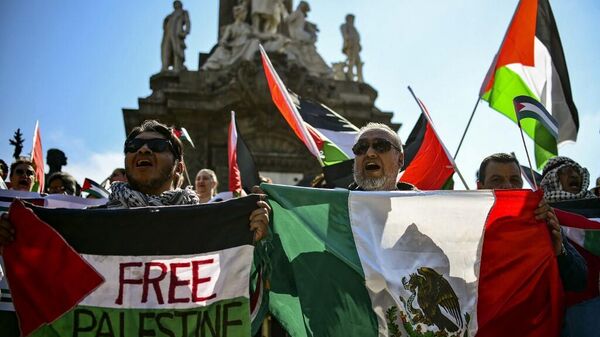 Miembros de la comunidad palestina y simpatizantes participan en una protesta en apoyo a Palestina en la Ciudad de México, el 14 de mayo de 2018.  - Sputnik Mundo