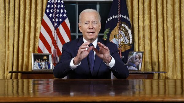 El presidente de EEUU, Joe Biden, durante un mensaje a la nación el 19 de octubre de 2023 - Sputnik Mundo