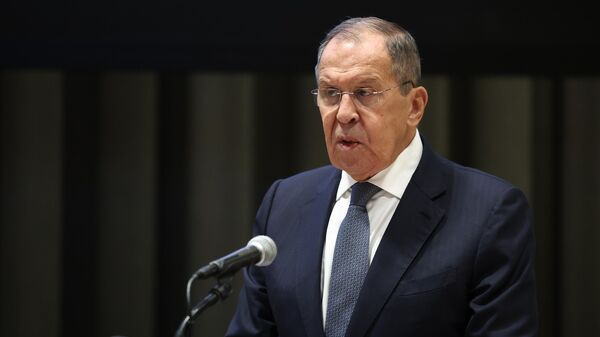 Serguéi Lavrov, canciller ruso, interviene en una reunión ministerial preparatoria de la Cumbre del Futuro de 2024 en la sede de la ONU en Nueva York - Sputnik Mundo