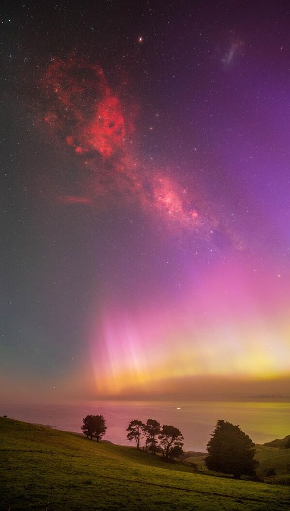Aurora Flame (Llama de Aurora) del fotógrafo estadounidense Richard Zheng. La imagen fue tomada en la península de Dunedin, en Nueva Zelanda. - Sputnik Mundo