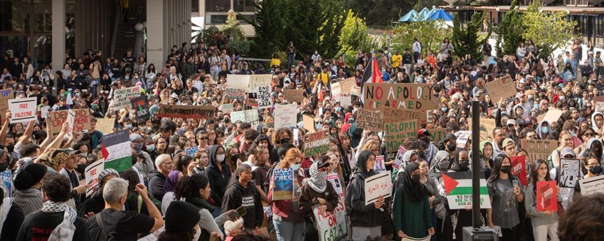 Manifestación a favor de los palestinos en la universidad de Berkeley, California. - Sputnik Mundo, 1920, 31.12.2023