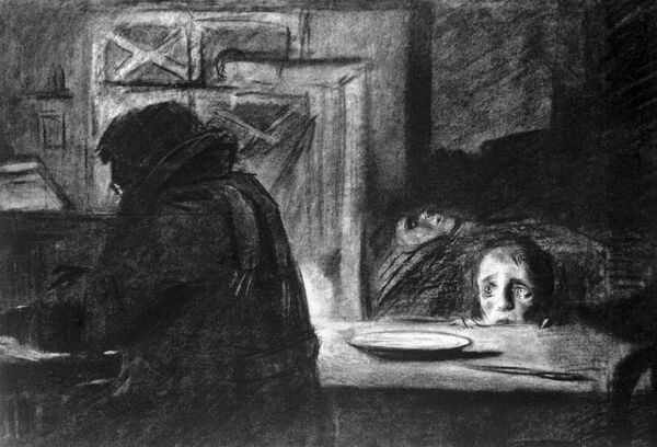 Solo el 3% de los habitantes de la ciudad murieron a causa de los bombardeos nazis, el 97% restante murió de hambre.En la foto: reproducción de un cuadro del ciclo Leningrado Asediado del artista Iliá Glazunov. - Sputnik Mundo