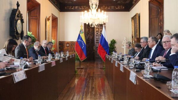 La reunión ente el canciller venezolano, Yván Gil, con su homólogo ruso, Serguéi Lavrov, el 20 de febrero 2024 - Sputnik Mundo