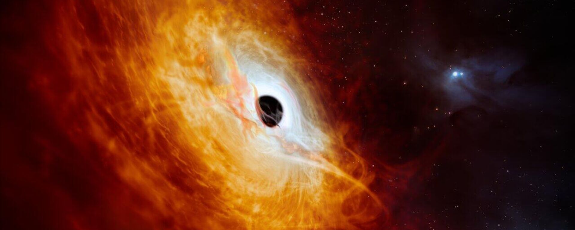 
Esta impresión artística muestra el cuásar J059-4351, que batió récords, el núcleo brillante de una galaxia distante impulsado por un agujero negro supermasivo. - Sputnik Mundo, 1920, 20.02.2024
