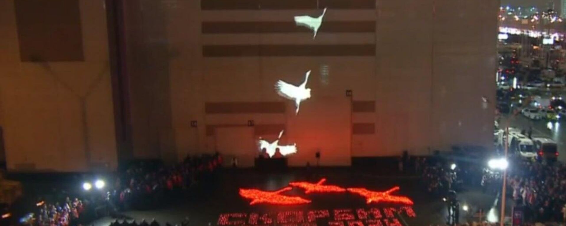 El Crocus City Hall se ilumina con cientos de pájaros alzando vuelo, en memoria de los fallecidos - Sputnik Mundo, 1920, 24.03.2024