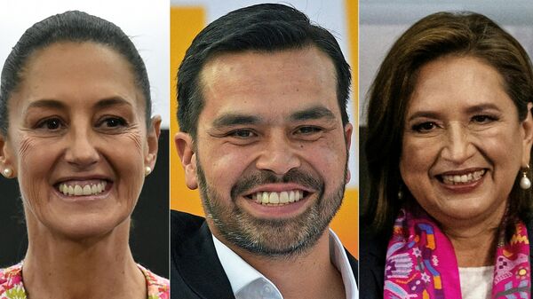 Los candidatos a la Presidencia de México: Claudia Sheinbaum, Jorge Álvarez Máynez y Xóchitl Gálvez. - Sputnik Mundo