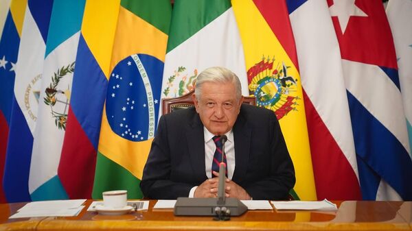 El presidente de México, Andrés Manuel López Obrador, en la conferencia virtual de la CELAC. - Sputnik Mundo