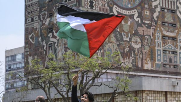 Universitarios mexicanos se suman a las movilizaciones pro-Palestina con un campamento en la UNAM - Sputnik Mundo