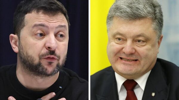 El presidente y el expresidente de Ucrania, Volodímir Zelenski, y Petró Poroshenko - Sputnik Mundo
