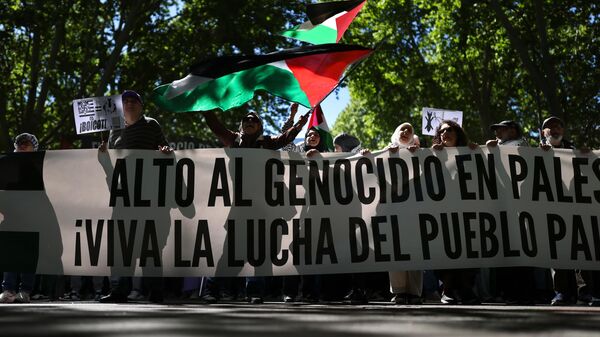 Una protesta en favor de Palestina en Madrid - Sputnik Mundo