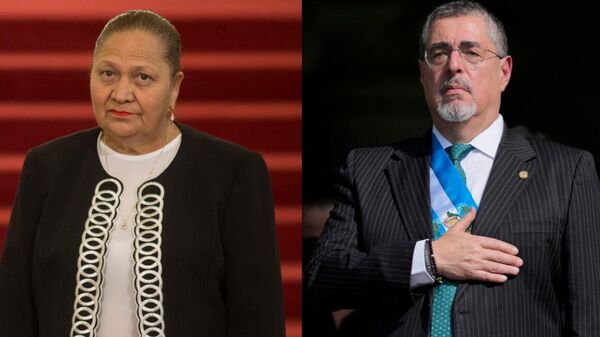 La fiscal general guatemalteca, Consuelo Porras, y el presidente de la nación centroamericana, Bernardo Arévalo. - Sputnik Mundo