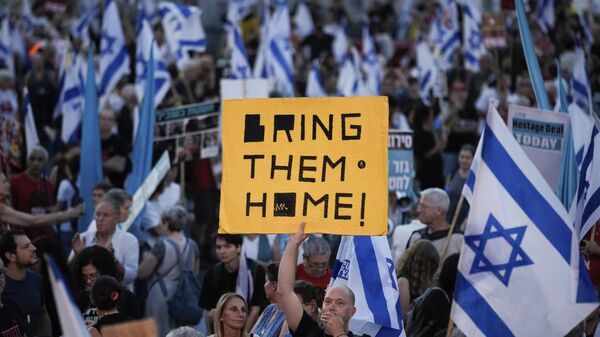 Protesta contra el primer ministro israelí Benjamín Netanyahu (archivo) - Sputnik Mundo