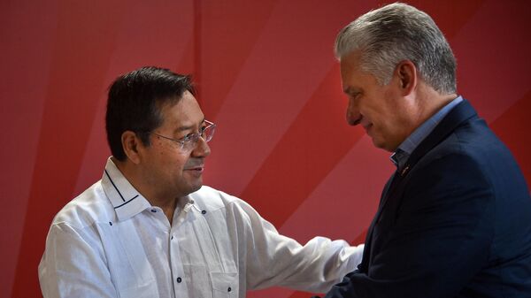 Luis Arce y Miguel Díaz-Canel, presidentes de Bolivia y Cuba - Sputnik Mundo