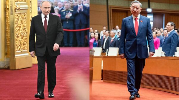 El presidente de Rusia, Vladímir Putin, y el presidente de Vietnam, Tho Lam - Sputnik Mundo