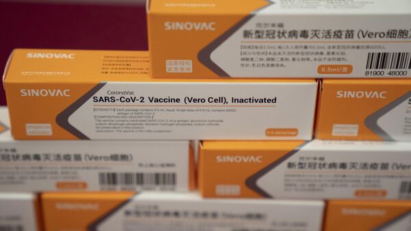 Envases de jeringuillas para vacunas Sinovac contra el COVID-19 - Sputnik Mundo