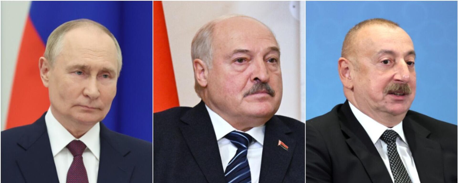 Los mandatarios de Rusia, Bielorrusia y Azerbaiyán, Vladímir Putin, Alexandr Lukashenko e Ilham Aliev - Sputnik Mundo, 1920, 06.07.2024