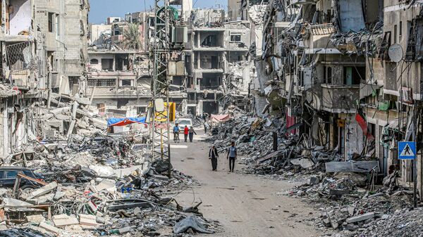 Edificios destruidos por Israel en la Franja de Gaza (archivo) - Sputnik Mundo