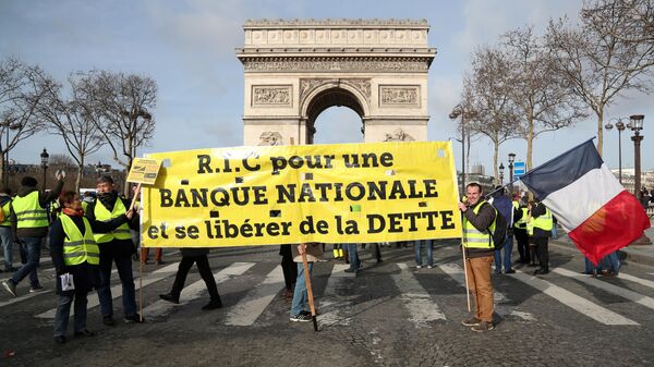 Una protesta contra el endeudamiento en Francia - Sputnik Mundo