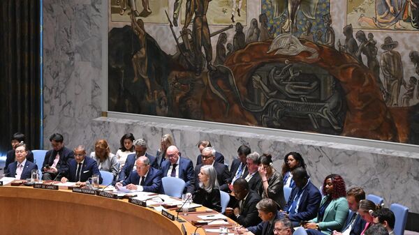 El canciller ruso participa en un debate abierto sobre el tema de la cooperación multilateral en el Consejo de Seguridad de la ONU, el 17 de julio, Nueva York, EEUU. - Sputnik Mundo
