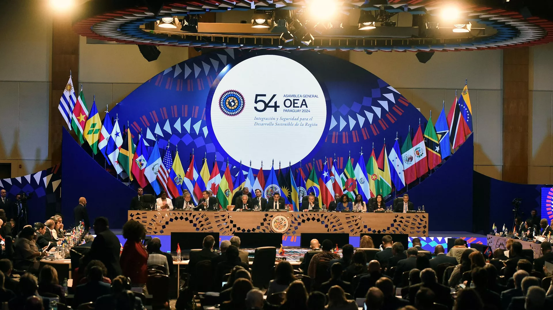 Vista general durante la 54ª Sesión Ordinaria de la Asamblea General de la OEA, fundada en EEUU (Imagen referencial) - Sputnik Mundo, 1920, 03.08.2024