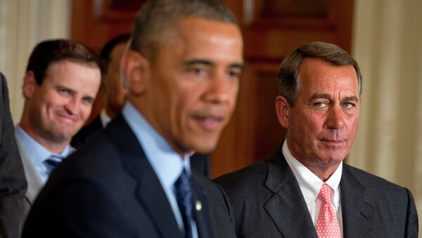 Presidente de EEUU, Barack Obama y presidente de la Cámara de Representantes de EEUU, John Boehner - Sputnik Mundo